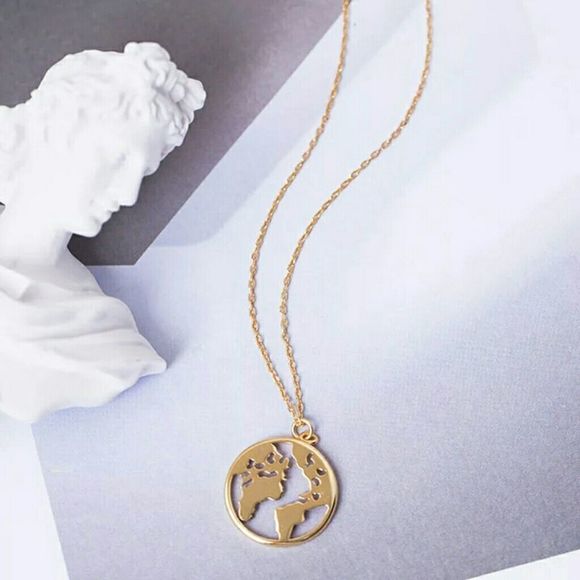 Docona Bohemian World Map Pendant Necklace for Wo - Picture 1 of 4